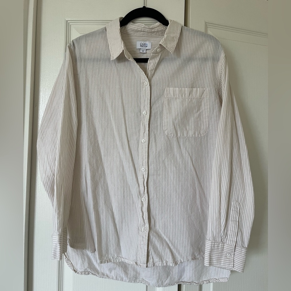 Croft & Barrow Beige Striped Shirt
